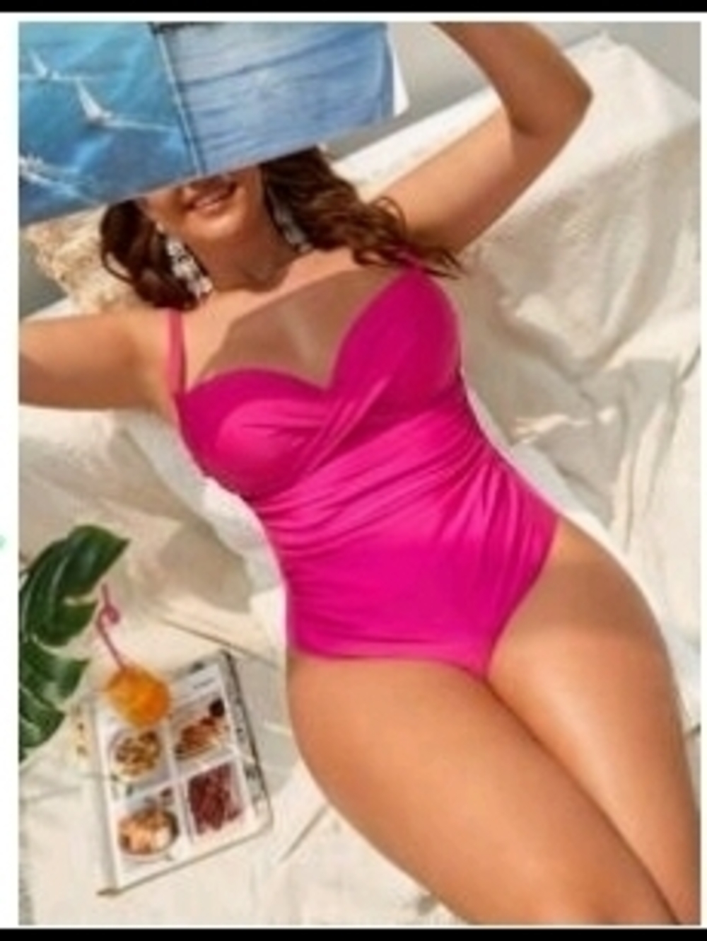 SHEIN Bright Hot Pink One-Piece Swimsuit